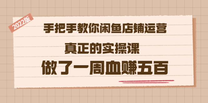 （202207322期）2022版《手把手教你闲鱼店铺运营》真实的实操课 做了一周血赚五百 (16节课)