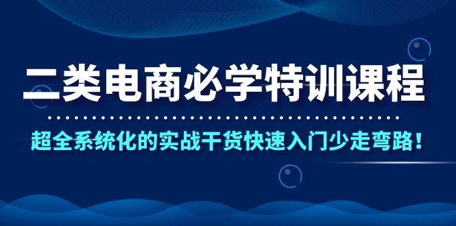 （202002021）二类电商必学特训课程，超全系统化的实战干货快速入门少走弯路！