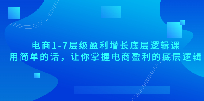 （202208070期）电商1-7层级盈利增长底层逻辑课：用简单的话，让你掌握电商盈利的底层逻辑