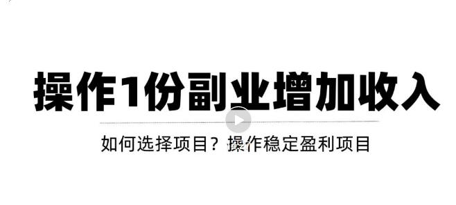 （202207206期）新手如何通过操作副业增加收入，从项目选择到玩法分享！【视频教程】