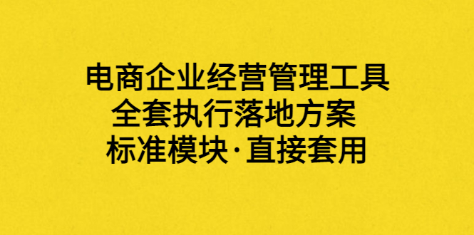 （202208106期）外面卖198·电商企业经营管理工具：全套执行落地方案 标准模块·直接套用