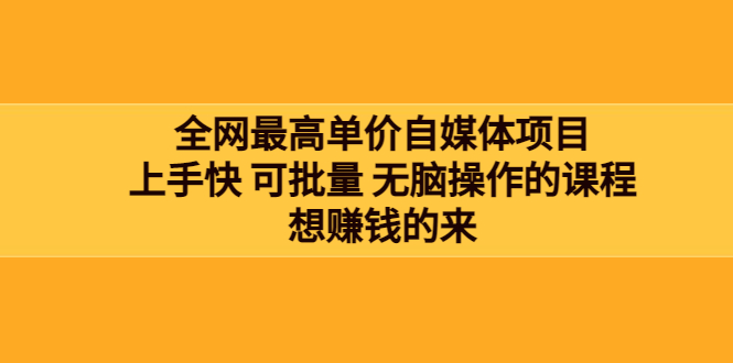 （202208226期）全网最单高价自媒体项目：上手快 可批量 无脑操作的课程，想赚钱的来