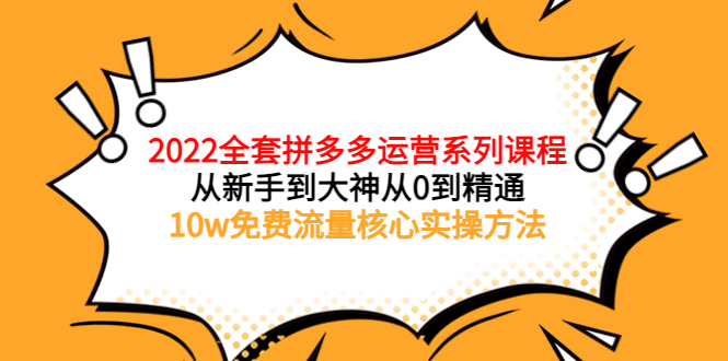 （202208316期）2022全套拼多多运营课程，从新手到大神从0到精通，10w免费流量核心实操方法