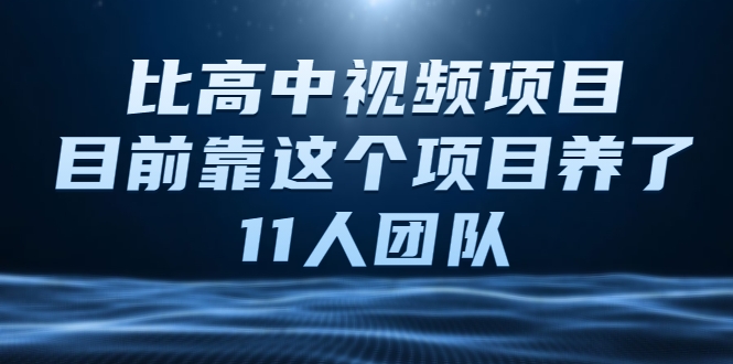 （202112009）比高中视频项目，目前靠这个项目养了11人团队【视频课程】