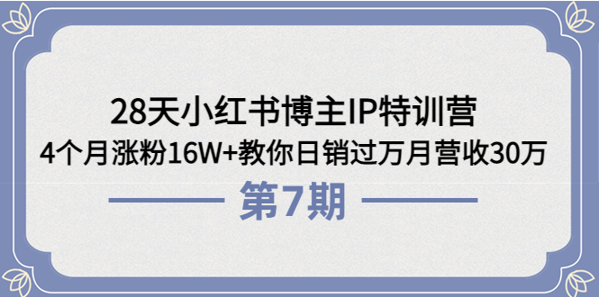 （202209081期）28天小红书博主IP特训营《第6+7期》4个月涨粉16W+教你日销过万月营收30万