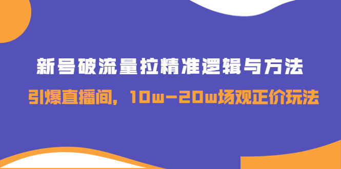 （202209026期）新号破流量拉精准逻辑与方法，引爆直播间，10w-20w场观正价玩法