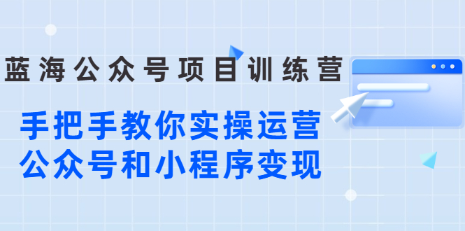 （202205041期）蓝海公众号项目训练营，手把手教你实操运营公众号和小程序变现