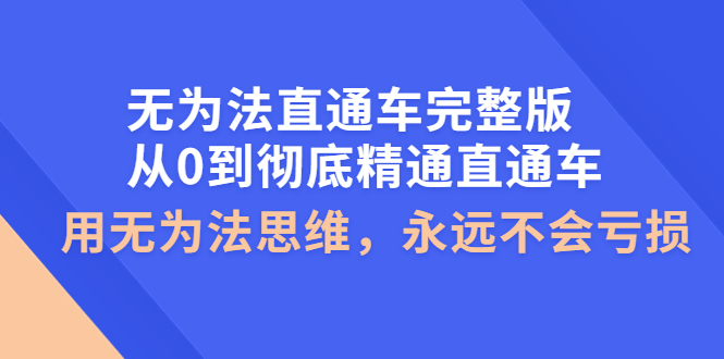 （202210008期）无为法直通车完整版：从0到彻底精通直通车，用无为法思维，永远不会亏损