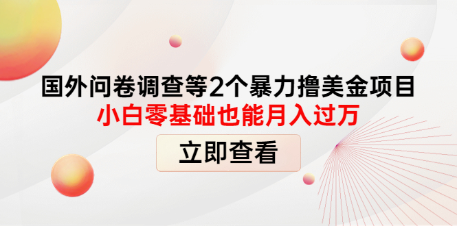 （202210151期）国外问卷调查等2个暴力撸美金项目，小白零基础也能月入过万