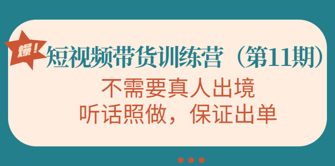 （202210101期）短视频带货训练营（第11期），不需要真人出境，听话照做，保证出单